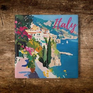 Italian Coastline Ceramic Coaster
