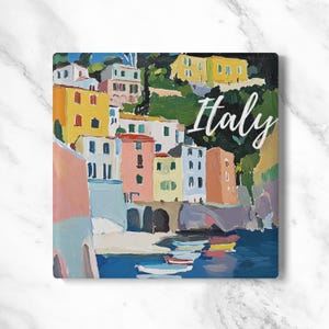 Italian Coastline Coaster | Ceramic Coaster | Colorful Drink Holder | Fun Home Decor | Gift for Travel Lover | Vacation dreaming