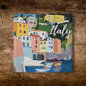 Italian Coastline Colorful Ceramic Coaster