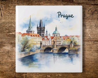 Prague, Czech Republic Ceramic Coaster
