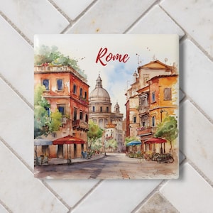 Roma, Rome, Italy Ceramic Coaster | Italy Ceramic Coaster | Fun Home Decor | Gift for Travel Lover | Vacation dreaming