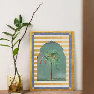Canvas Forest Wall Art Ready to Hang Collage Art Miniature Mughal Style Diwali Gift Home Decor South Asian Desi Artwork