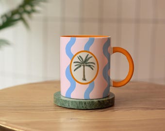 Palm Tree Mug, Indian Art Coffee Mug, Cultural Coffee Mug, Botanical Mug, Indian Gift Mug, South Asian Home Decor, Desi Coffee Mug
