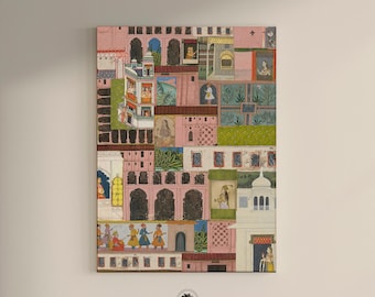Doors Windows, Indian Wall Art, Miniature Mughal Art, Ready to Hang, Vibrant Boho Art, Housewarming Gift, Home Decor