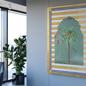 Canvas Forest Wall Art Ready to Hang Collage Art Miniature Mughal Style Diwali Gift Home Decor South Asian Desi Artwork