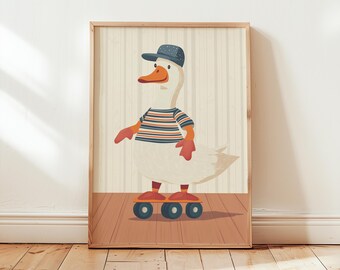 Kids Goose Poster - Kids Wall Art - Cute Animal Posters in Scandinavian Style - Decor for Baby Room - Goose Print - Animal Print - Kids Art