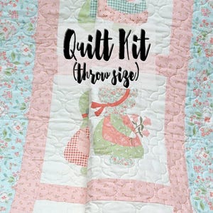 Kit de edredón Sunbonnet Fabrics, edredón para bebé con paneles "Sunbonnet Sue", kit de edredón fácil, kit de edredón para principiantes, manta acolchada para bebé DIY, Heather Briggs