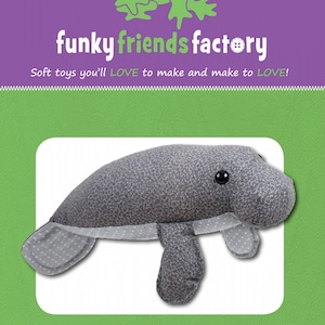 Funky Friends Factory, Stofftier-Muster, Stoffie-Muster, Pauline McArthur-Muster, FFF-Druckmuster, Monty The Manatee