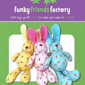 Funky Friends Factory, Stofftier Muster, Pauline McArthur Muster, FFF Gedrucktes Muster, Baby Häschen