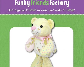 Funky Friends Factory, Patron animal en peluche, Motif Stuffie, Motif Pauline McArthur, Motif imprimé FFF, Keep Me Keepsake Bear