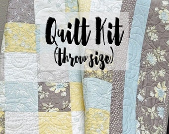 Easy Quilt Kit, Beginner Quilt Kit, Throw Quilt Kit, Patchwork Quilt Kit, Charm Pack Quilt, Partially Pre Cut Quilt Kit, Honeybloom Fabrics