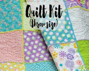 On The Bright Side Easy Quilt Kit, Beginner Quilt Kit, Throw Size Quilt Kit, Twin Size Quilt Kit, Colorful Chenille It Trimmed Quilt Kit