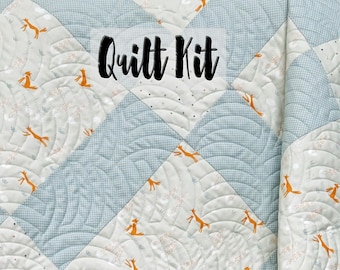 Woodland Fox Print Baby Quilt, Meander Fabrics Quilt Kit, Easy Quilt Kit, Beginner Quilt Kit, DIY Quilted Baby Blanket, Aneela Hoey