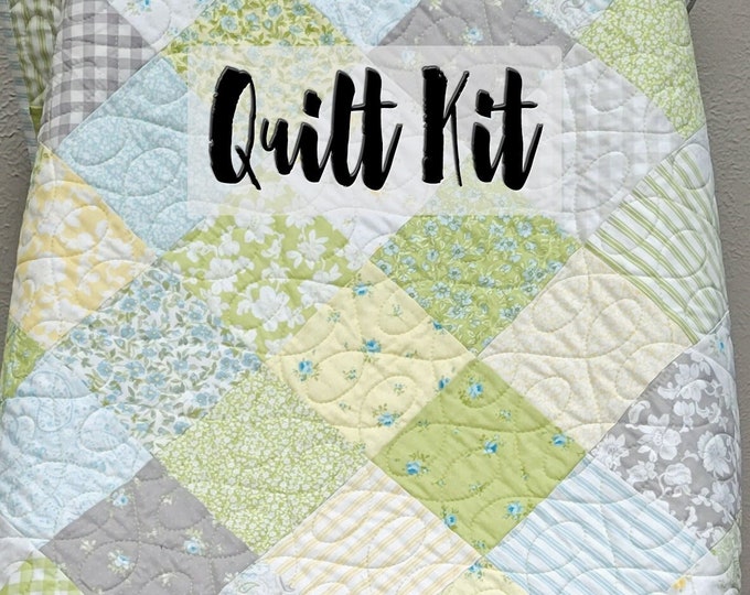 Pre Cut Baby Blanket, Easy Quilt Kit, Beginner Quilt Kit, Baby Girl