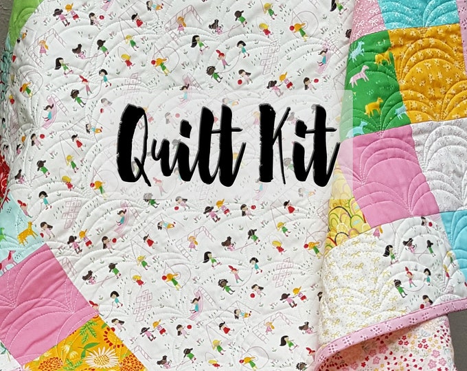 Baby Girl Quilt Kit, Easy Quilt Kit, Beginner Quilt Kit, Pre Cut Baby