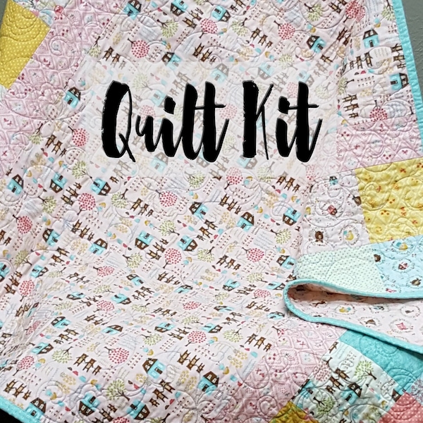 Goldilocks & Three Bears Quilt Kit, Baby Girl Quilt Kit, Easy Quilt Kit, Beginner Quilt Kit, Partially PreCut Blanket, Home Sweet Home Kit