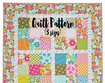 Charm Pack Quilt Pattern, Beginner Quilt Pattern, Easy Quilt Pattern, Baby Quilt Pattern, Throw Quilt Pattern, 9 Patch Quilt Pattern