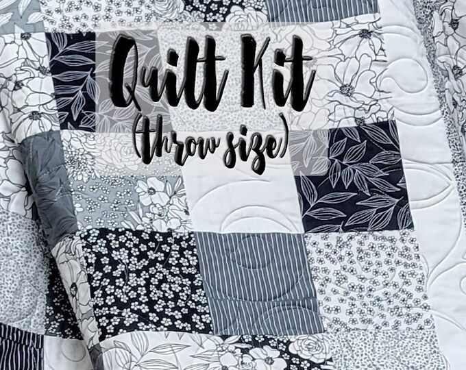 Easy Quilt Kit, Beginner Quilt Kit, Throw Quilt Kit, Patchwork Quilt Kit, Charm Pack Quilt