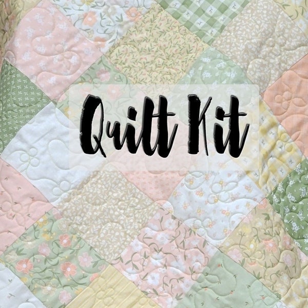 Pre Cut Baby Blanket, Easy Quilt Kit, Beginner Quilt Kit, Baby Girl Quilt Kit, Patchwork Baby Quilt, Flower Girl Quilt Kit, Dainty Florals