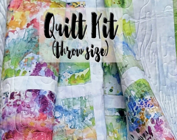 Easy Quilt Kit, Beginner Quilt Kit, Throw Quilt Kit, Patchwork Quilt Kit, Fresh as A Daisy Quilt