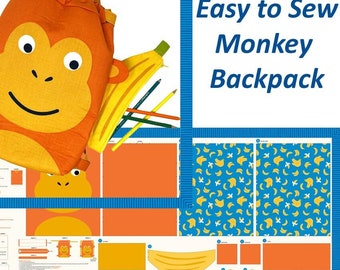 Back to School: Monkey Backpack Panel & Banana Pencil Case Back to School: Monkey Backpack Panel & Banana Pencil Case