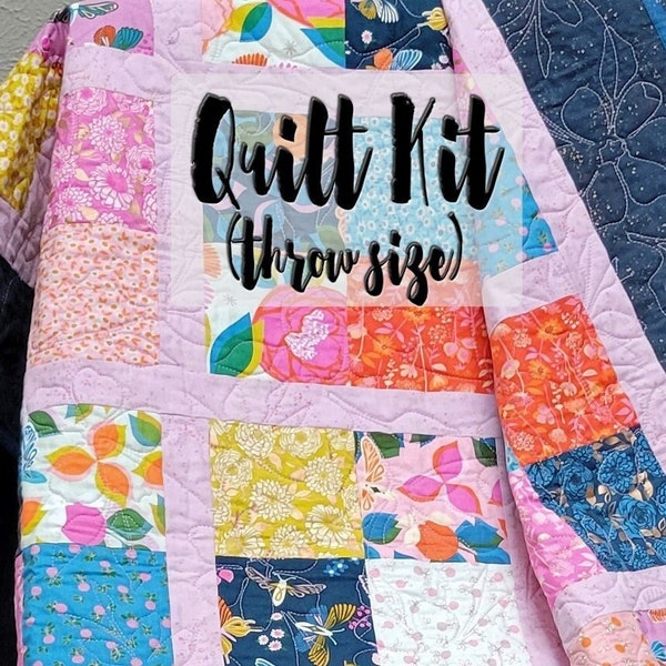 Easy Quilt Kit, Beginner Quilt Kit, Throw Quilt Kit, Patchwork Quilt Kit, Charm Pack Quilt, Partially Precut Kit, RSS Stay Gold Quilt Kit