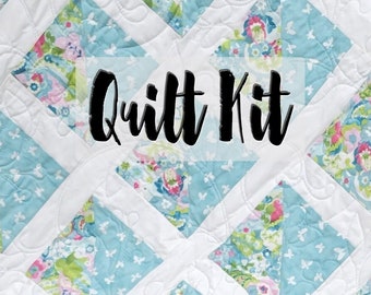 Baby Girl Quilt Kit, Easy Quilt Kit, Beginner Quilt Kit, DIY Quilted Baby Blanket, Jolie Fabrics Quilt Kit, Chez Moi Fabric by Moda