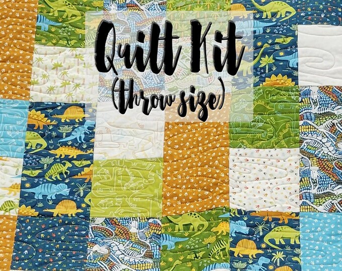 Stomp Quilt Pattern Easy Quilt Kit, Beginner Quilt Kit, Throw Quilt Kit, Stomp Stomp Roar ...