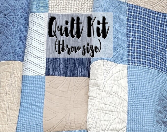 Cozy Flannel Patchwork Quilt Kit, Easy Quilt Kit, Beginner Quilt Kit