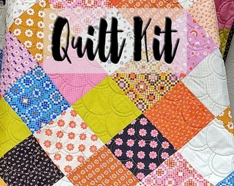 Pre Cut Baby Blanket, Easy Quilt Kit, Beginner Quilt Kit, Baby Girl Quilt Kit, Patchwork Baby Quilt, Ruby Star Fabric, Meadow Star Fabrics