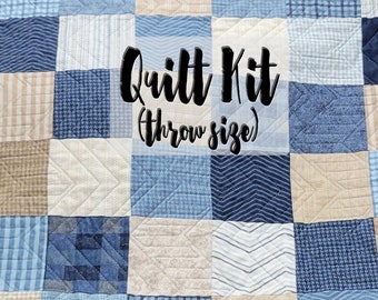 Easy Quilt Kit, Beginner Quilt Kit, Pre Cut Quilt Kit, Charm Pack Quilt, Lakeside Gatherings Fabrics Quilt Kit, Flannel Patchwork Quilt