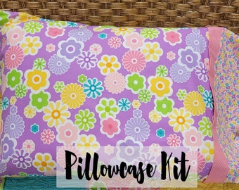 Easy Pillowcase Kit, "Burrito" Method Pillow Case Kit, Beginner Sewing Project, On the Bright Side Fabrics, Me & My Sister Fabrics