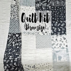 Easy Quilt Kit, Beginner Quilt Kit, Throw Quilt Kit, Ruby Star Fabrics, Charm Pack Quilt, Partially Pre Cut Quilt Kit, Achroma Fabric Kit