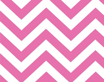 Moda Quilting Cotton, Quilting Fat Quarter, Small Hot Pink Chevron, Half Moon Modern Collection