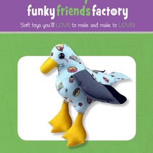 Funky Friends Factory, Patrón de peluche, Patrón de relleno, Patrón de Pauline McArthur, Patrón impreso FFF, Gaviota arenosa
