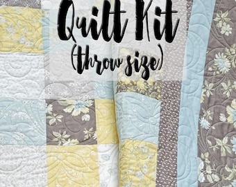 Easy Quilt Kit, Beginner Quilt Kit, Throw Quilt Kit, Patchwork Quilt Kit, Charm Pack Quilt, Partially Pre Cut Quilt Kit, Honeybloom Fabrics