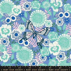 Ruby Star Society, Moda Quilting Cotton, Quilting Fat Quarter, Backyard Collection, Sarah Watts, Floral Print Fabric, Butterfly Garden