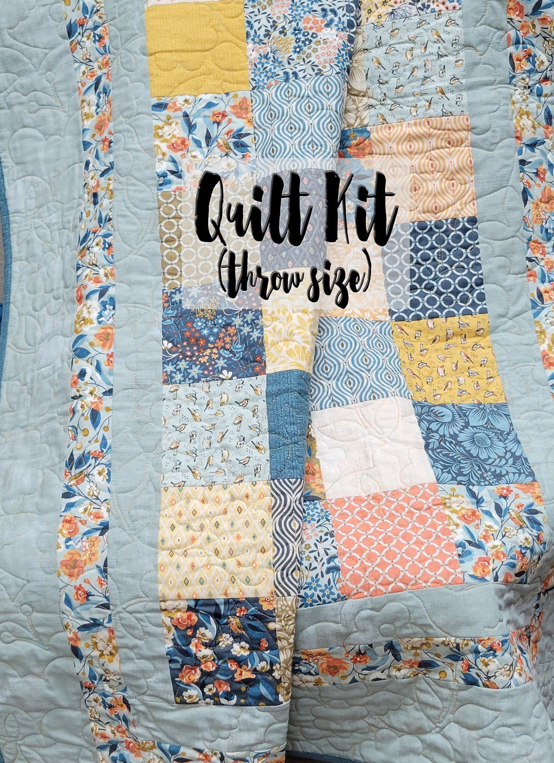 Easy Quilt Kit, Beginner Quilt Kit, Throw Quilt Kit, Patchwork Quilt Kit, Charm Pack Quilt