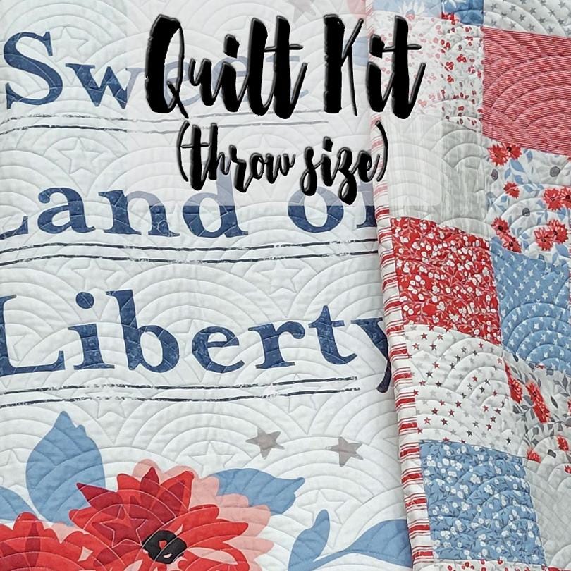 Easy Panel Quilt Kit, Beginner Quilt Kit, Throw Quilt Kit, Partially Pre Cut Quilt Kit, Charm Pack Quilt, Lella Boutique Old Glory Fabrics