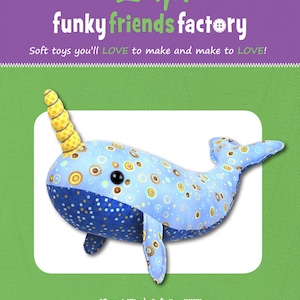 Funky Friends Factory, Stofftier Muster, Stuffie Muster, Pauline McArthur Muster, FFF Gedrucktes Muster, Nate The Narwhal