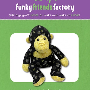 Funky Friends Factory, Stofftier Muster, Stofftier Muster, Pauline McArthur Muster, FFF Gedrucktes Muster, Gregory der Gorilla