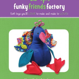Funky Friends Factory, Stuffed Animal Pattern, Stuffie Pattern, Pauline McArthur Pattern, FFF Printed Pattern, Punju Peacock