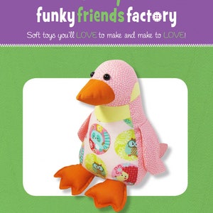 Funky Friends Factory, Stofftier Muster, Stuffie Muster, Pauline McArthur Muster, FFF Gedrucktes Muster, Penny Pinguin