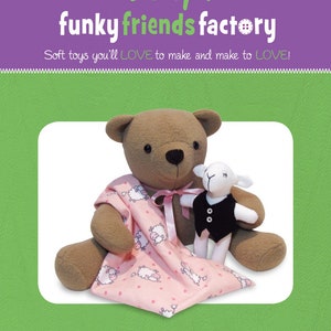Funky Friends Factory, Stuffed Animal Pattern, Stuffie Pattern, Pauline McArthur Pattern, FFF Printed Pattern, Izzy Insomniac Teddy Bear