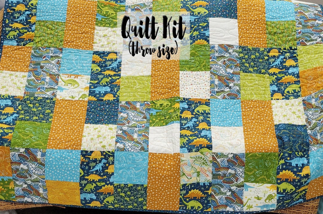 Stomp Quilt Pattern Easy Quilt Kit, Beginner Quilt Kit, Throw Quilt Kit, Stomp Stomp Roar ...