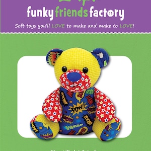 Funky Friends Factory, Stofftier Muster, Stofftier Muster, Pauline McArthur Muster, FFF Print, Ben the Anfänger Bär
