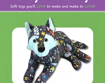 Funky Friends Factory, Stuffed Animal Pattern, Stuffie Pattern, Pauline McArthur Pattern, FFF Printed Pattern, Winsome the Wolf