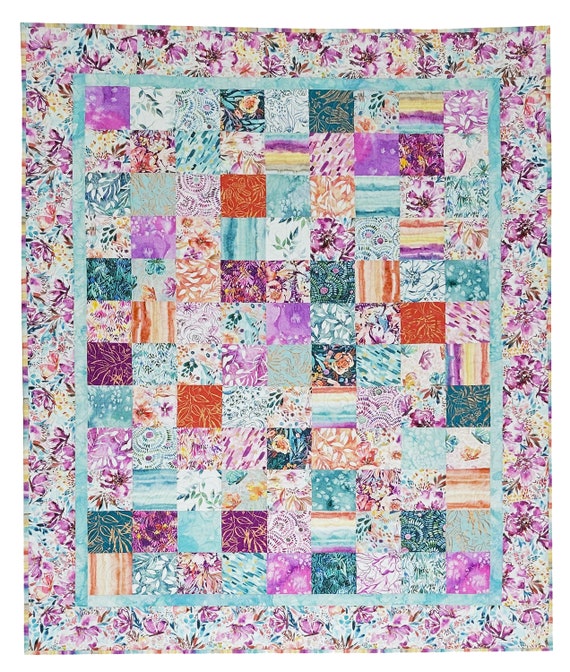 Easy Quilt Kit, Beginner Quilt Kit, Throw Quilt Kit, Patchwork Quilt