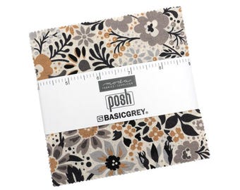 Moda Charm Pack, Pre Cut 5" Squares, Quilting Charm Pack, Charm Pack Fabrics, Moda Precuts, Quilting Precuts, Posh Collection, Basic Grey