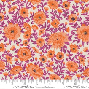 Moda Quilting Cotton, Quilting Fat Quarters, Paisley Rose Collection, Crystal Manning for Moda, Pink and Orange Floral Fabric